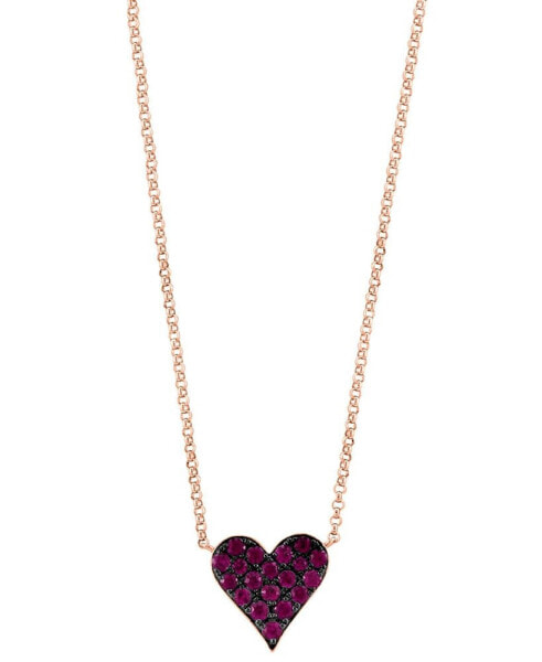 EFFY® Ruby Pavé Heart 18" Pendant Necklace (3/8 ct. t.w.) in 14k Rose Gold (Also available in Sapphire)