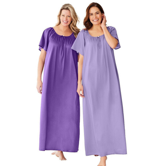 Plus Size Only Necessities 2-Pack Long Silky Gown