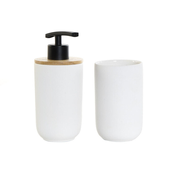 Набор для ванной DKD Home Decor Скандинавский белый белый/черный металл бамбук керамика 30 x 40 см 8 x 8 x 18 см (2 шт.)
