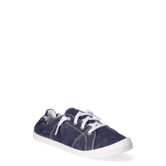 Time and Tru Scrunch Back Slip-On Sneaker Women 7 Blue Canvas Lace-Up Closed Toe