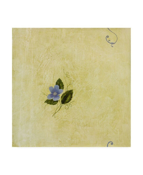 Pablo Esteban Blue Flowers Over Yellow 1 Canvas Art - 19.5" x 26"