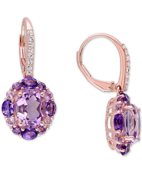 Amethyst (5-1/3 ct. t.w.) & White Topaz (1/6 ct. t.w.) Cluster Leverback Drop Earrings