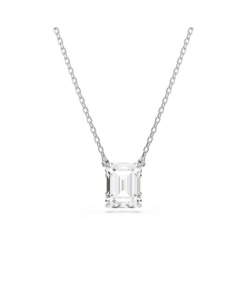 Stilla Pendant, Octagon Cut, White, Rhodium Plated Necklace