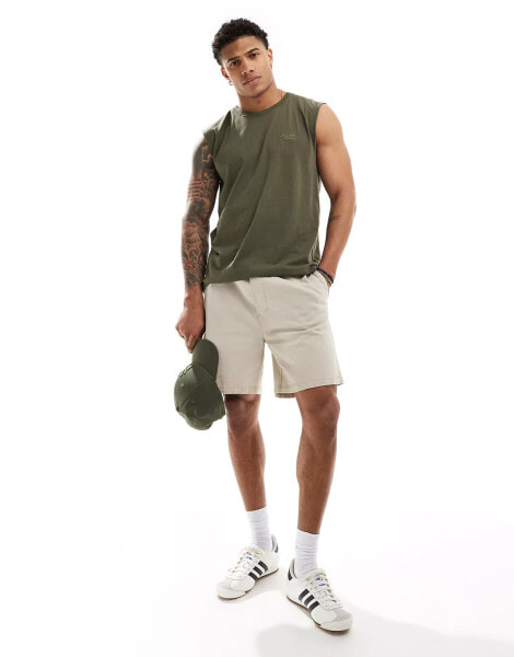 Superdry Cotton essential logo tank top in olive night green