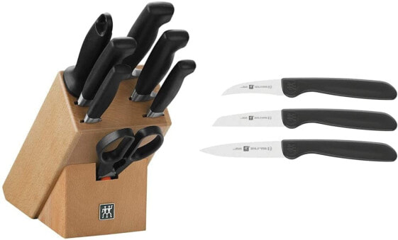 Zwilling, 35068-002-0 Four star knife block, FRIODUR ice-hardened, with sharpening steel and scissors, 7 pieces, light brown