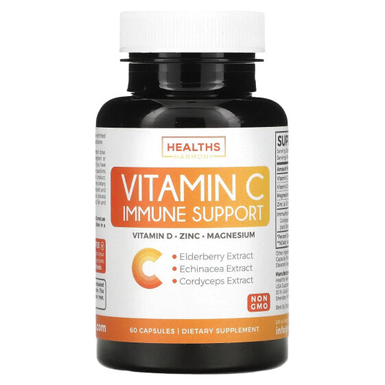 Витамин C поддержка иммунитета, 60 капсул, бренд Healths Harmony