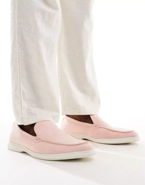 Truffle Collection casual suede loafers in light pink