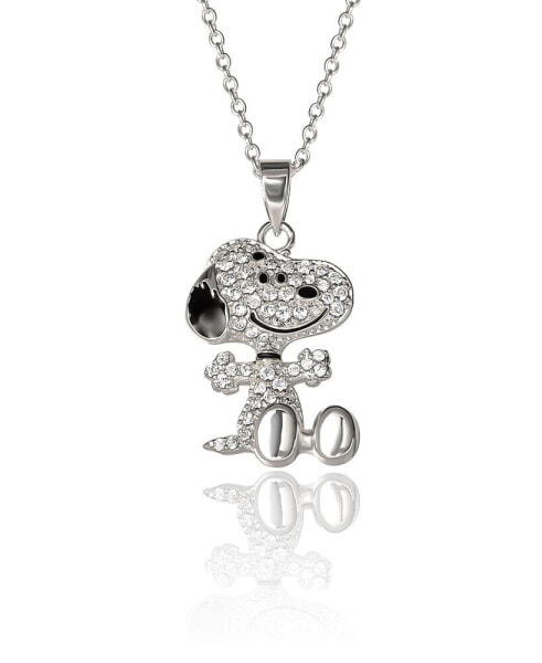 Snoopy Silver Plated 3D Pave Pendent, 18'' Chain