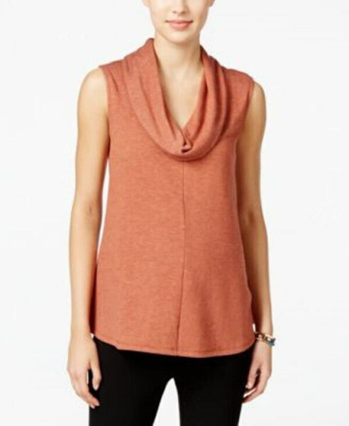 Style & Co Women's Sleeveless Cowl Neck Top Rich Auburn M