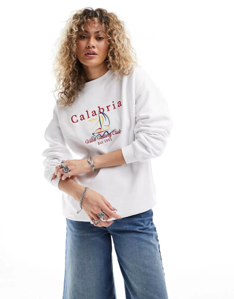 Daisy Street oversized sweatshirt with Calabria embroidery