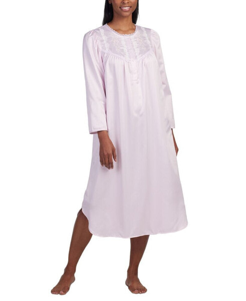 Petite Embroidered Lace-Trim Nightgown