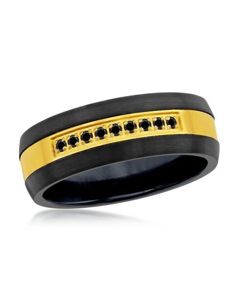 Black & Gold w/ Black CZ, Tungsten Ring