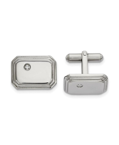Stainless Steel Polished Cubic Zirconia Cufflinks