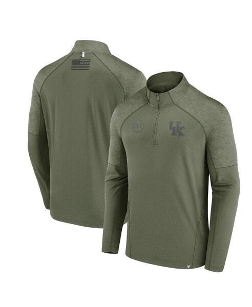 Men's Olive Kentucky Wildcats OHT Military-Inspired Appreciation Titan Raglan Quarter-Zip Jacket
