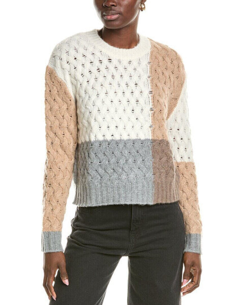 Naadam Colorblocked Lattice Stitch Wool & Cashmere-Blend Sweater Women's