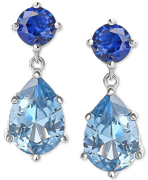 Blue Cubic Zirconia Pear Drop Earrings in Sterling Silver, Created for Macy's