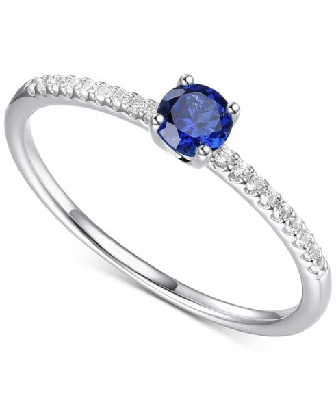 Sapphire (1/3 ct. t.w.) & Diamond (1/10 ct. t.w.) Ring in Sterling Silver (Also in Ruby & Emerald)