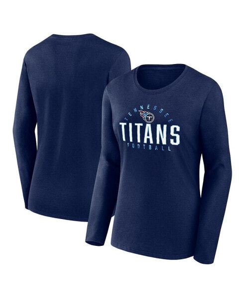 Women's Navy Tennessee Titans Plus Size Foiled Play Long Sleeve T-shirt