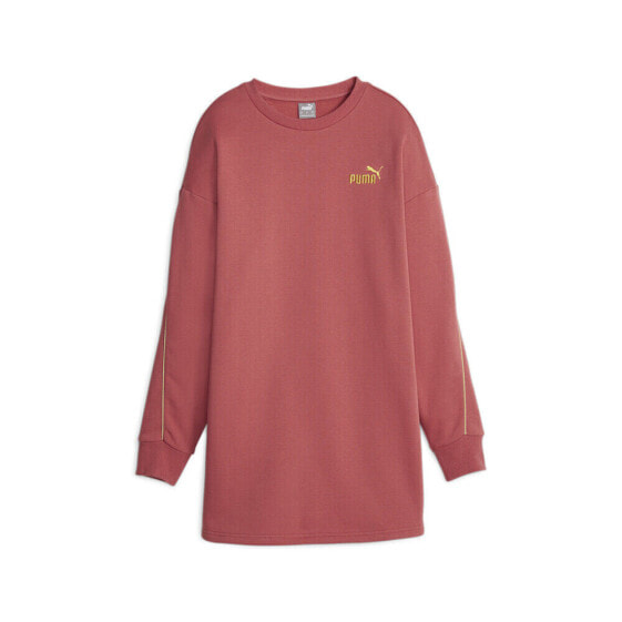 Puma Essentials Minimal Gold Long Sleeve Crewneck Dress Womens Red Casual 680023