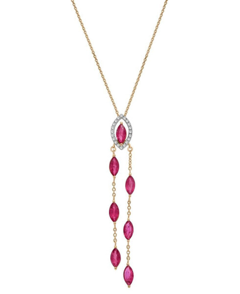Ruby (2-1/3 ct. t.w.) & Diamond (1/10 ct. t.w.) Navette Dangling Chain 18" Pendant Necklace in 14k Gold