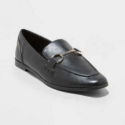 Women's Laurel Wide Width Loafer Flats - A New Day Black 5.5W