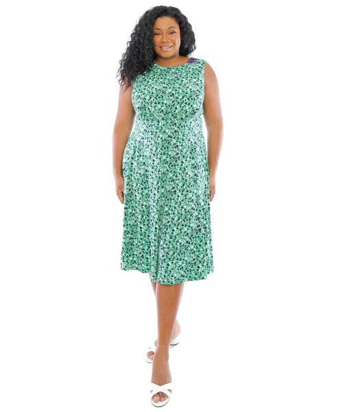 Plus Size Sleeveless Fit & Flare Midi Dress