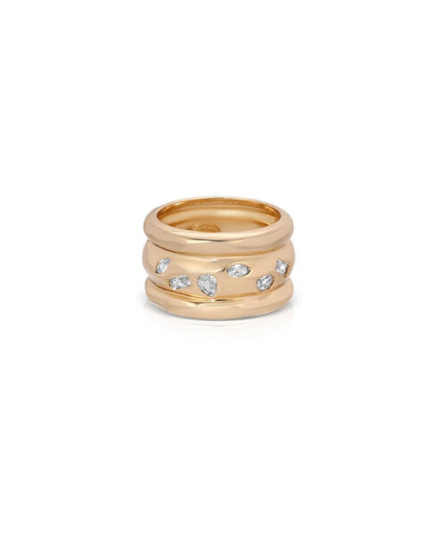 Bezel Crystal Thick 18k Gold Plated Ring