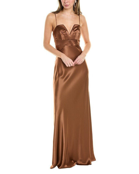 Issue New York Pleated Gown Women's Brown 2