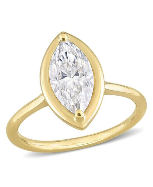 Moissanite in 10K Gold Marquise Solitaire Engagement Ring