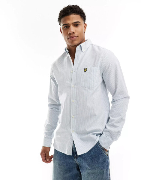 Lyle & Scott icon logo stripe oxford shirt in light blue