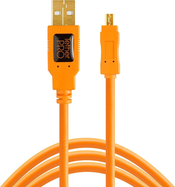 Tether Tools TetherPro USB 2.0 A/Mini-B 8 Pin USB Cable 15 inches ORG [TET-CU8015-ORG]