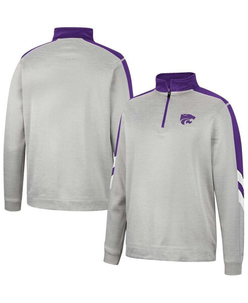Men's Gray, Purple Kansas State Wildcats Bushwood Fleece Quarter-Zip Jacket