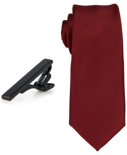 Men's Solid Tie & 1-1/2" Tie Bar Set