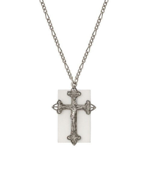 2028 semi-precious Square Cross Necklace