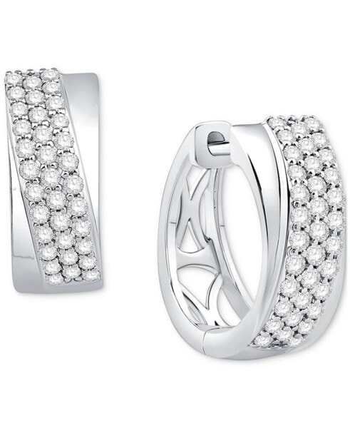 Diamond Pave Small Huggie Hoop Earrings (1/2 ct. t.w.) in 14k White Gold