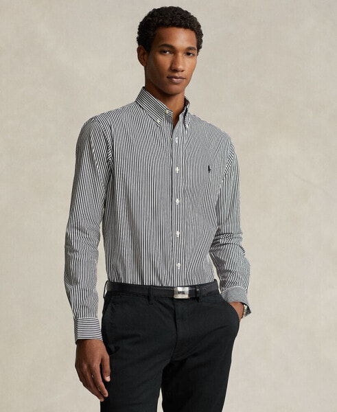 Men's Classic-Fit Striped Stretch Poplin Shirt