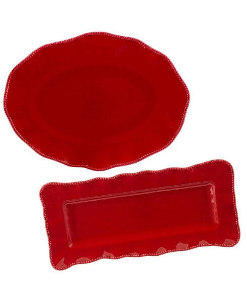 Perlette Red 2-Pc. Platter Set