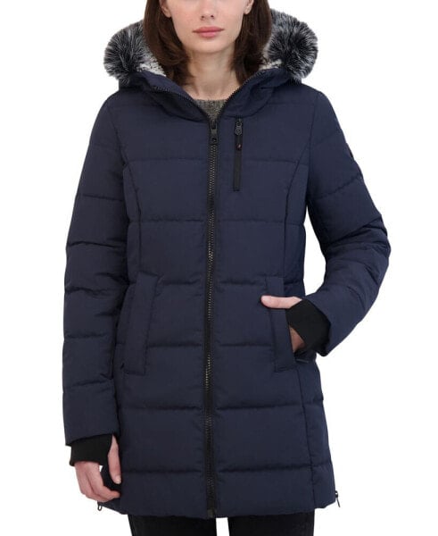 Women's Faux-Fur-Trim Hooded Puffer Coat