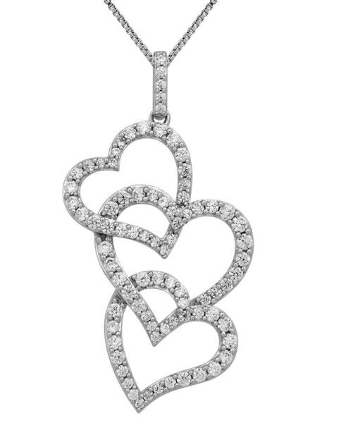 Macy's diamond Interlocking Heart Pendant Necklace (1 ct. t.w.) in 10k White Gold, 16" + 2" extender