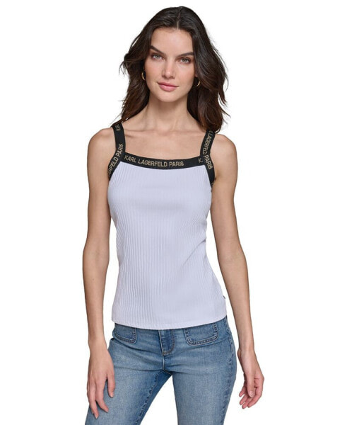 Women's Logo-Strap Ribbed Tank Top