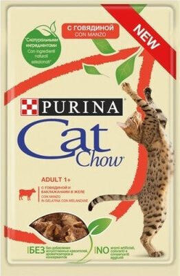 Nestle PURINA CAT CHOW sasz.85g WOŁOWINA BAKŁAŻAN W GALARETCE /24