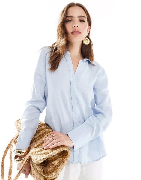 Mango linen shirt in light blue