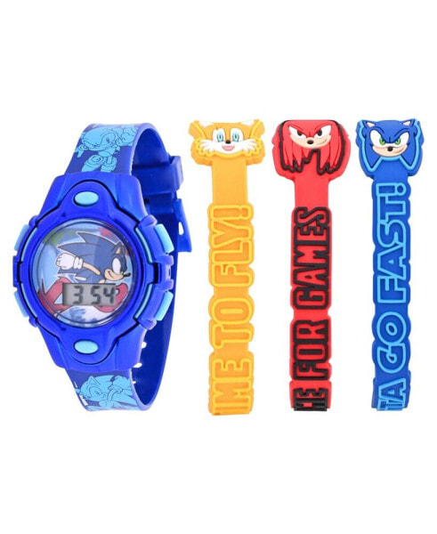 Kids Unisex Sega Sonic the Hedgehog Blue Silicone Strap Watch 35.5mm Set