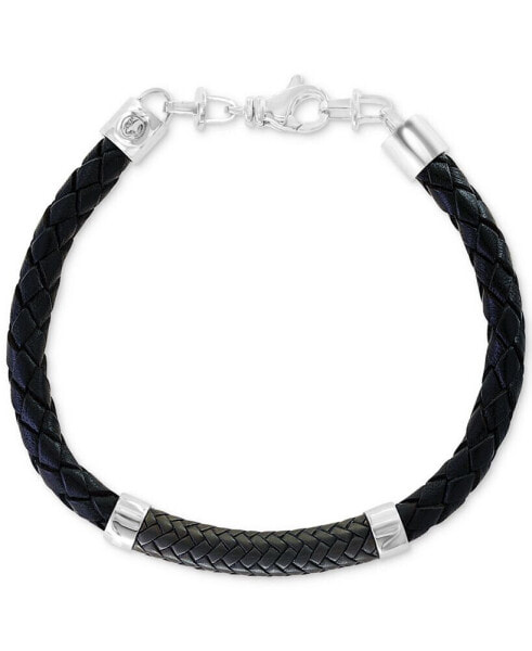 EFFY® Men's Leather Bracelet in Sterling Silver