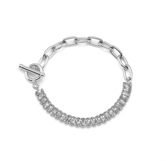 Charming steel bracelet with cubic zirconia Barsamin Crystal Spirit 32345