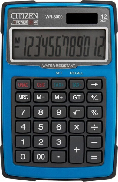 Kalkulator Citizen Kalkulator wodoodporny CITIZEN WR-3000, 152x105mm, niebieski