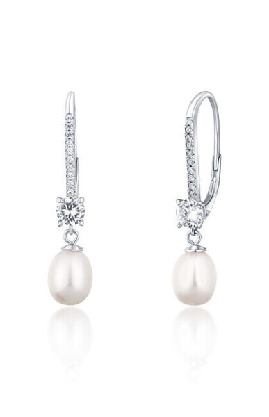 Luxury silver earrings with real pearls JL0717