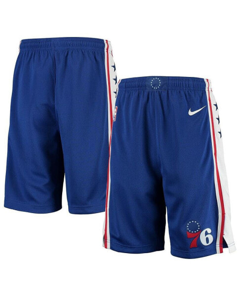 Big Boys and Girls Royal Philadelphia 76ers 2020/21 Swingman Shorts - Icon Edition