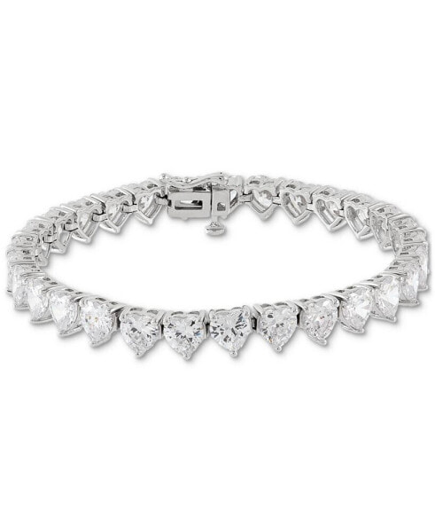 Cubic Zirconia Heart Tennis Bracelet in Sterling Silver