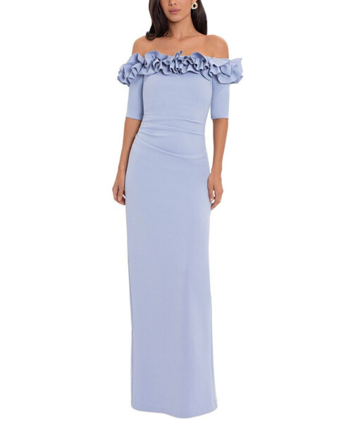 Ruffled Off-the-Shoulder Gown